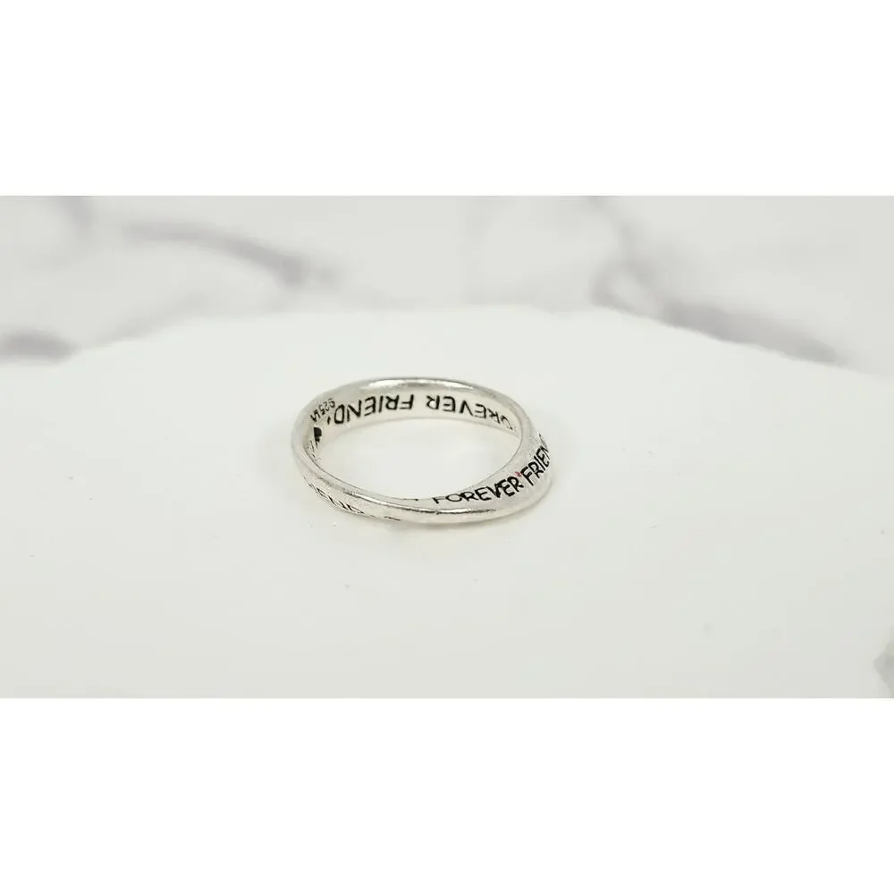 Vintage 925 Sterling Silver Möbius Infinity Sister Friend Inscribed Band Ring